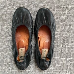 Lanvin Black Leather Ballet Flats Sz 39